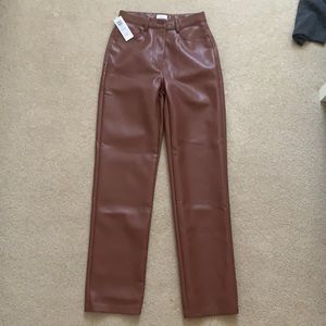 Aritizia Melina Brown vegan leather pants